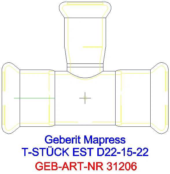 GE Mapress Edelstahl T-Stück reduziert d22-15-22_31206_A