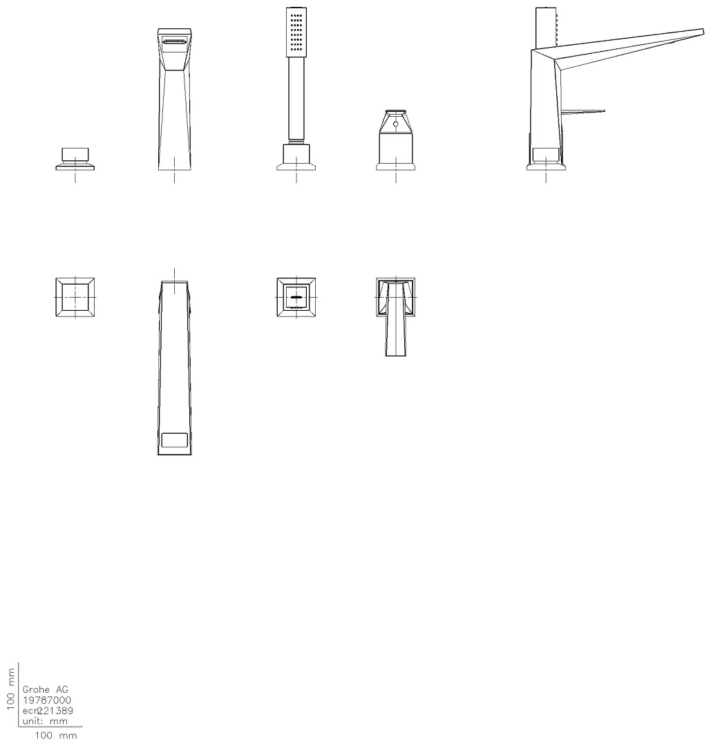 GROHE 4-Loch-EH-Wannenkombination Allure Brilliant 29405 hard graphite geb.