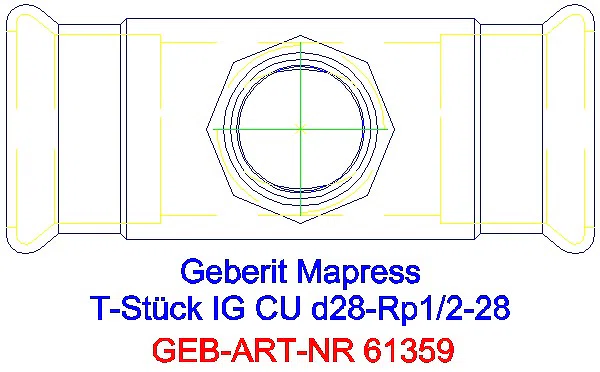GE Mapress Kupfer T-Stück mit IG d28-Rp1/2-28_61359_G