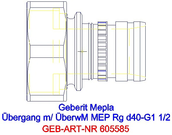 GE Mepla Übergang mit Überwurfmutter Rg d40-G1 1/2_605.585.00.5_G