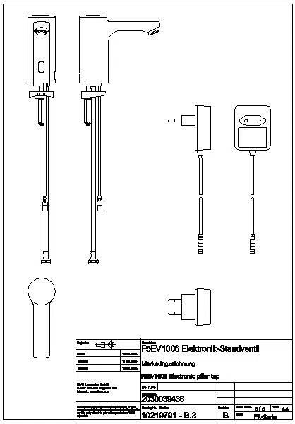 Standventil, F5, elek., o. Mischung, 3l, Steckernetzteil 230 VAC, F5EV1006