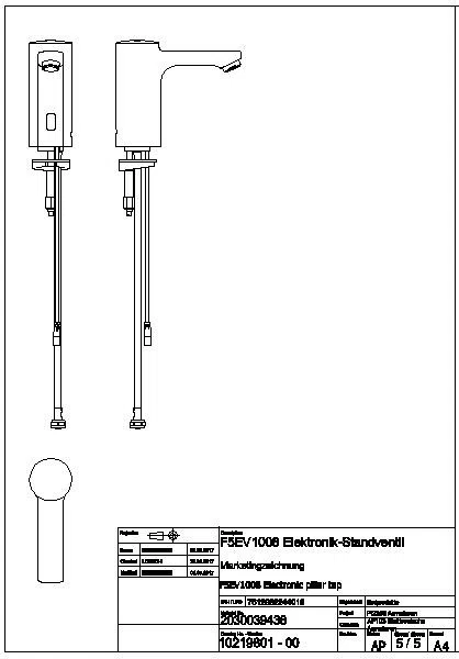 Standventil, F5, elek., o. Mischung, 3l, f. Netzteil, F5EV1008