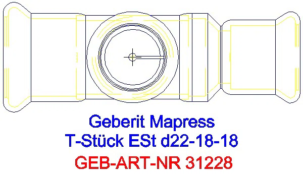 GE Mapress Edelstahl T-Stück reduziert d22-18-18_31228_G