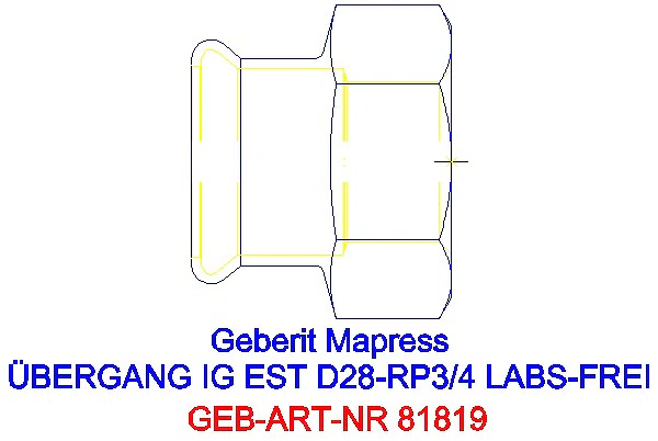 GE Mapress Edelstahl Übergang mit IG (LABS-frei) d28-Rp3/4_81819_G