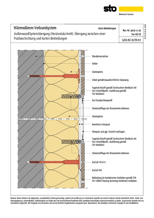 StoTherm Systeme - Harte Bekleidungen - Sonderdetails