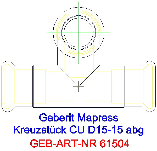 GE Mapress Kupfer Kreuzstück abgesetzt d15-15-15_61504_A