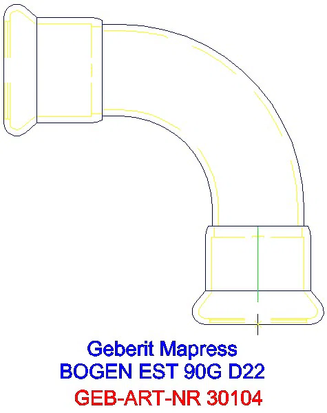 GE Mapress Edelstahl Bogen 90Gr d22_30104_A