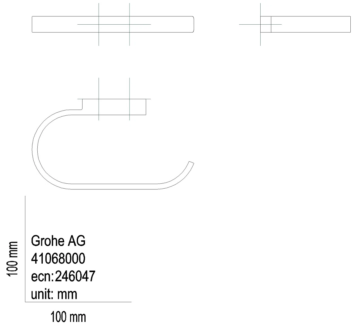 GROHE WC-Papierhalter Selection 41068 ohne Deckel hard graphite gebürstet