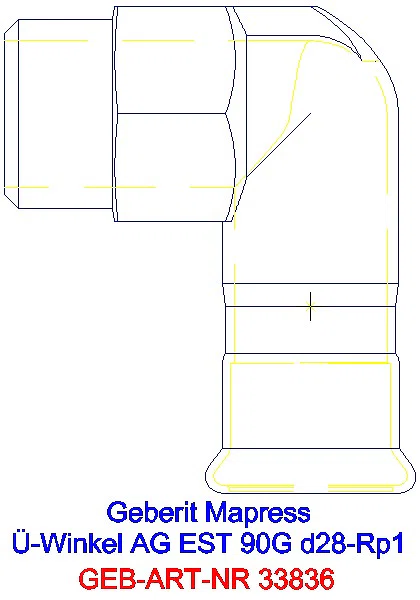 GE Mapress Edelstahl Übergangswinkel 90Gr mit AG d28-R1_33836_A