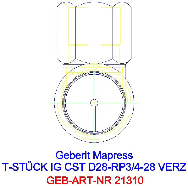 GE Mapress C-Stahl T-Stück mit IG d28-Rp3/4-28 verzinkt_21310_L
