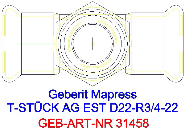 GE Mapress Edelstahl T-Stück mit AG d22-R3/4-22_31458_G