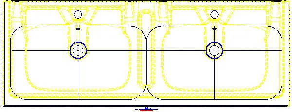 Renova Plan Doppelmöbelwaschtisch 130x48cm, m. Hl., m. Ül., KeraTect_122230600_G