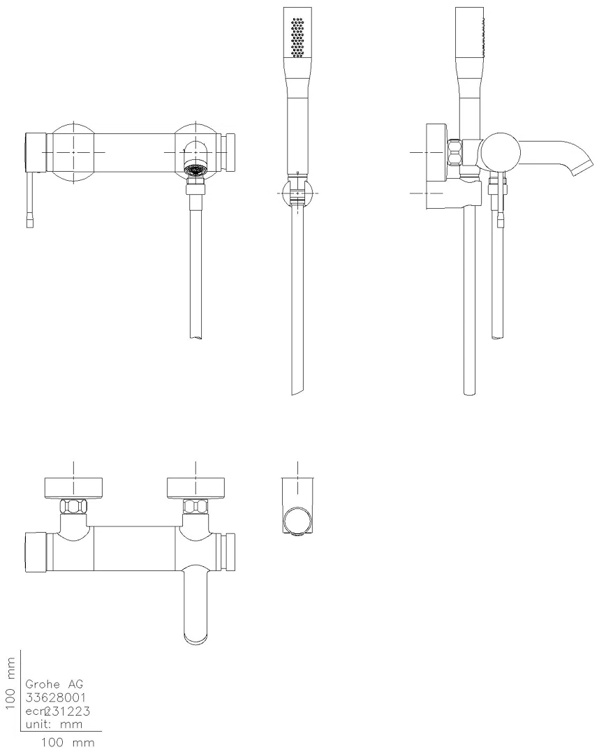 GROHE EH-Wannenbatterie Essence 25249_1 mit Brausegarnitur chrom
