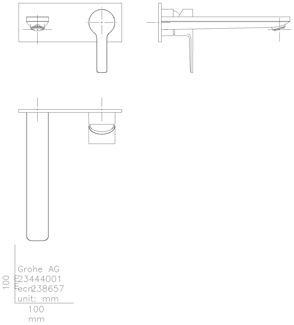 GROHE 2-Loch-WT-Wandbatterie Lineare 23444_1 FMS hard graphite gebürstet
