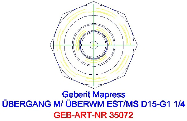 GE Mapress Edelstahl Übergang mit Überwurfmutter d15-G1 1/4_35072_L
