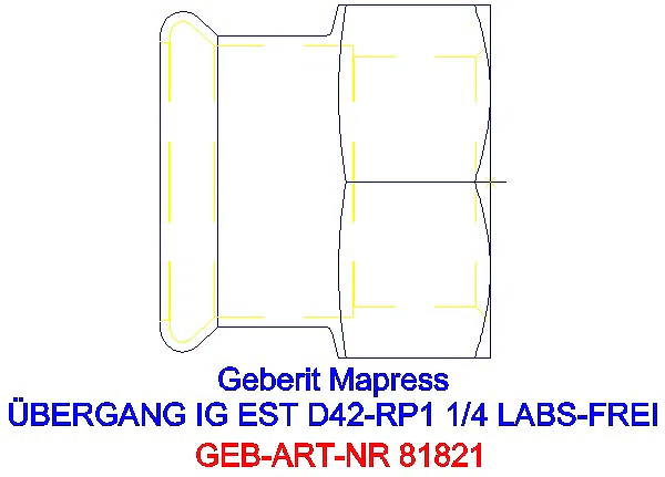 GE Mapress Edelstahl Übergang mit IG (LABS-frei) d42-Rp1 1/4_81821_A