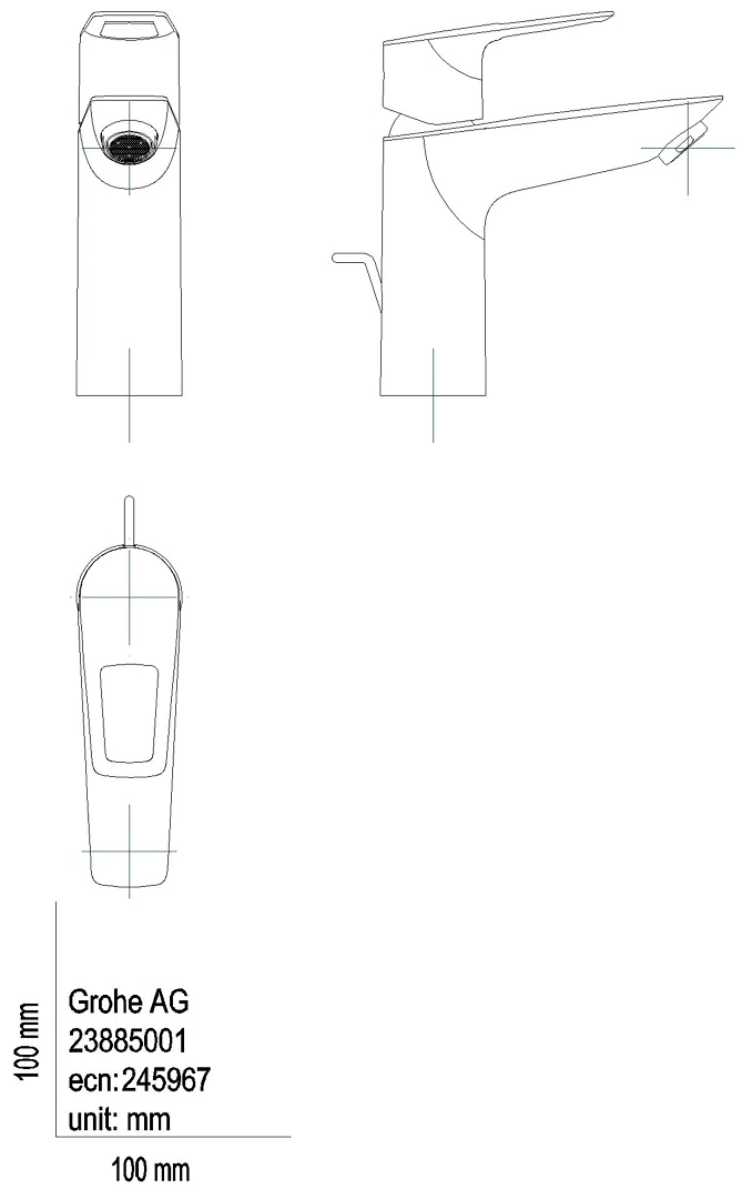 GROHE EH-WT-Batterie BauLoop 23885_1 M-Size Durchfluss 3,5l/min chrom