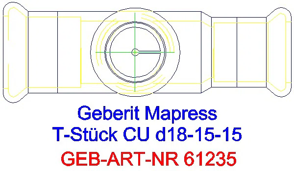 GE Mapress Kupfer T-Stück reduziert d18-15-15_61235_G