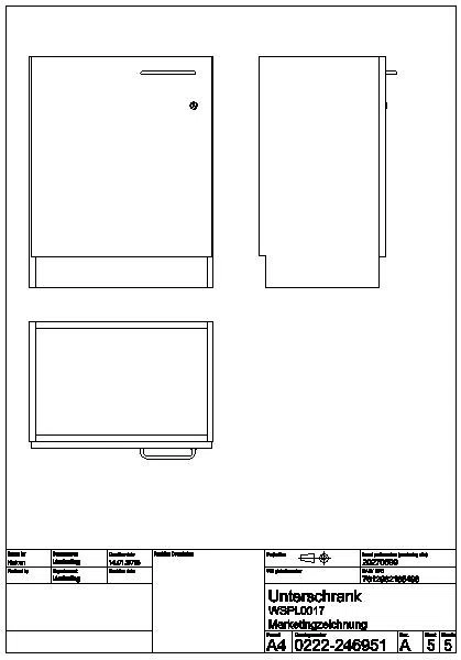 Unterbauschrank, SIRIUS, Holz, weiß, 570x720x390 mm, Türanschlag links, WSPL0017