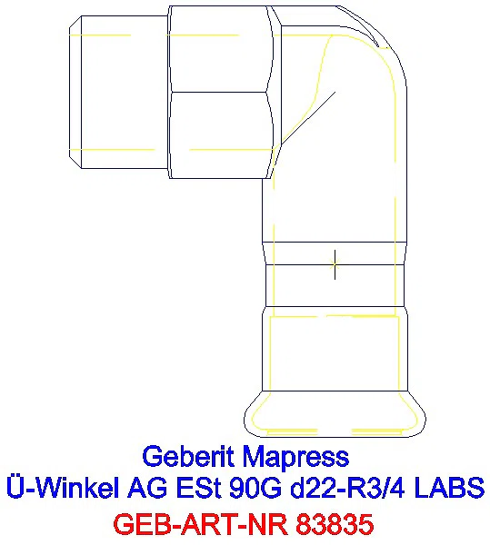 GE Mapress Edelstahl Übergangswinkel 90Gr mit AG (LABS-frei) 90G d22-R3/4_83835_A
