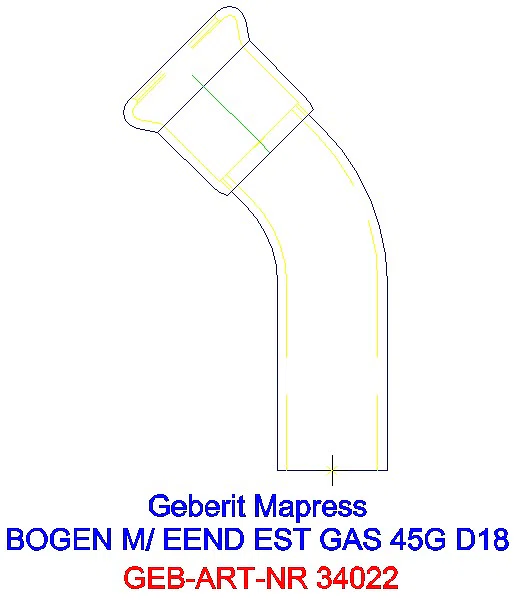 GE Mapress Edelstahl Bogen 45Gr d18 mit Einschubende (Gas)_34022_A