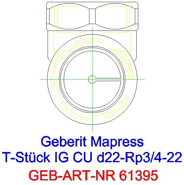 GE Mapress Kupfer T-Stück mit IG d22-Rp3/4-22_61395_L