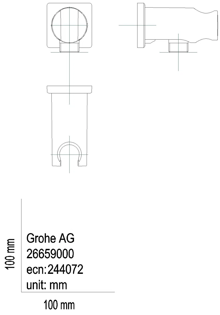 GROHE Wandanschlussbogen Rainshower 26659 eckige Rosette satin graphite