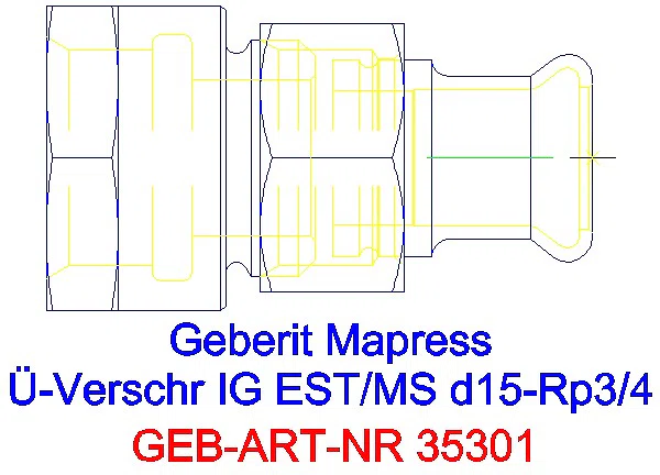 GE Mapress Edelstahl Übergangsverschr. mit IG d15-Rp3/4_35301_G