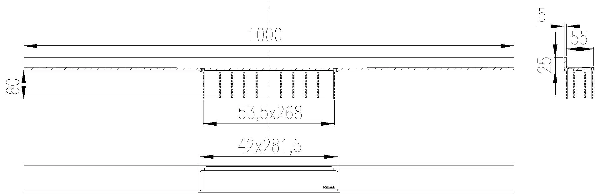 DALLMER Duschrinne CeraWall Select Edelstahl poliert, 1000 mm