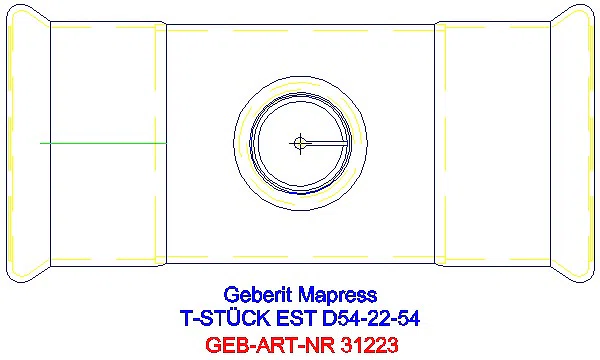 GE Mapress Edelstahl T-Stück reduziert d54-22-54_31223_G