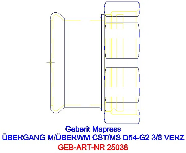 GE Mapress C-Stahl Übergang mit Überwurfmutter d54-G2 3/8 verzinkt_25038_A