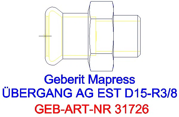 GE Mapress Edelstahl Übergang mit AG d15-R3/8_31726_G