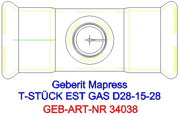 GE Mapress Edelstahl T-Stück reduziert (Gas) d28-15-28_34038_G