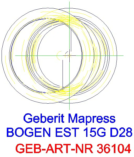 GE Mapress Edelstahl Bogen 15Gr d28_36104_G