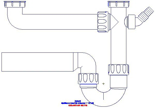 GE Rohrbogengeruchsverschluss für zwei Spülbecken Abgang horiz. G1 1/2x50 OM_152.715.11.1_L
