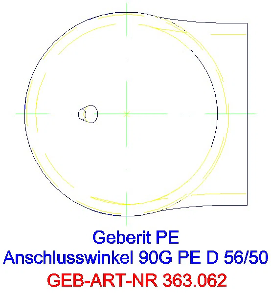 GE PE Bogen 90Gr reduziert mit langem Schenkel und kleinem Radius d56/50_363.062.16.1_G