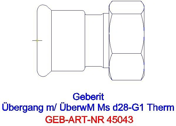 GE Mapress Therm Übergang mit Überwurfmutter d28-G1_45043_G