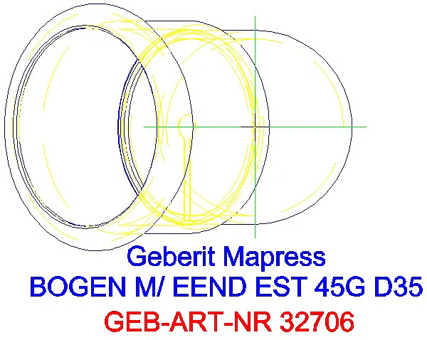 GE Mapress Edelstahl Bogen 45Gr d35 mit Einschubende_32706_G