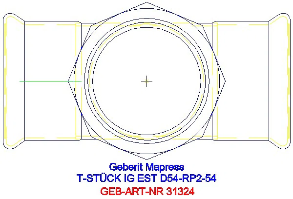 GE Mapress Edelstahl T-Stück mit IG d54-Rp2-54_31324_G