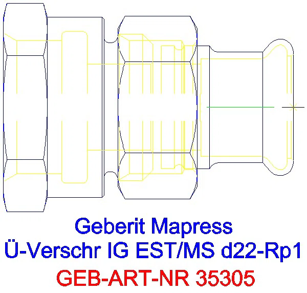 GE Mapress Edelstahl Übergangsverschr. mit IG d22-Rp1_35305_A