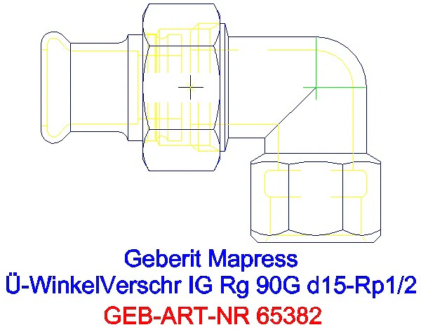 GE Mapress Kupfer Übergangswinkel- verschraubung 90Gr mit IG Rg d15-Rp1/2_65382_A