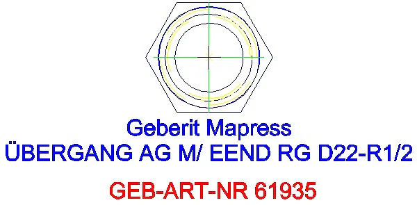 GE Mapress Kupfer Übergang mit AG und Einschubende Rg d22-R1/2_61935_L