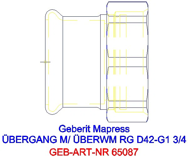 GE Mapress Kupfer Übergang mit Überwurfmutter Rg d42-G1 3/4_65087_A