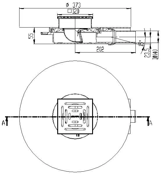DALLMER Bodenablauf DallDrain Pure Plan OM, DN 40, 120 x 120 mm