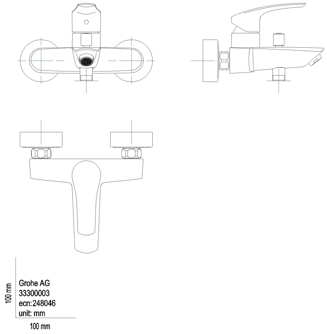 GROHE EH-Wannenbatt. Eurosmart 33300_3 Wandmontage eigensicher chrom