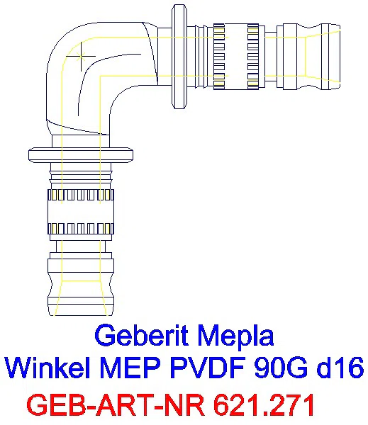 GE Mepla Winkel PVDF 90Gr d16_621.271.00.5_L