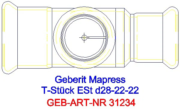 GE Mapress Edelstahl T-Stück reduziert d28-22-22_31234_G
