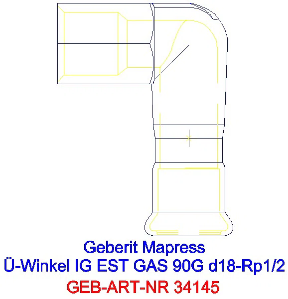 GE Mapress Edelstahl Übergangswinkel 90Gr mit IG (Gas) d18-Rp1/2_34145_A