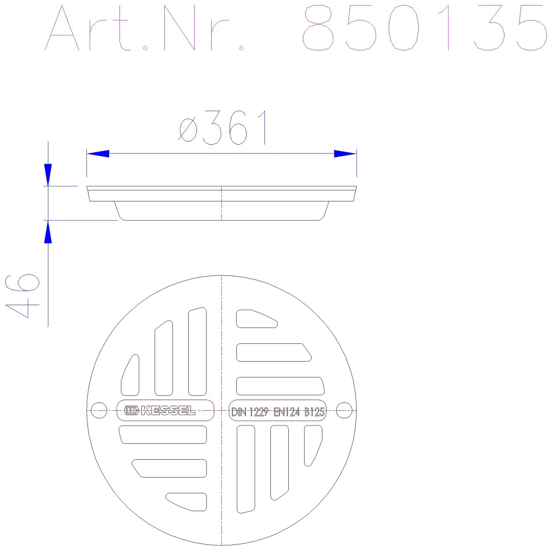 KESSEL-Einlegerost Schlitzrost rund, d: 362 mm, Grauguss