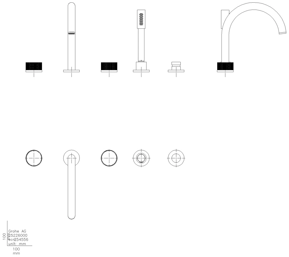 GROHE 5-L-Wannenkombin. Atrio Private C. 25226 Knopfbetätigung chrom